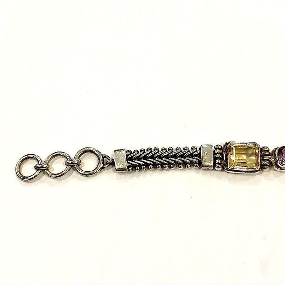Bali Sterling Amethyst, Citrine, Quartz Bracelet - Picture 7 of 16
